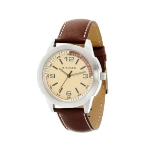 Titan Tagged Analog Men's Watch - Brown (1585SL02)