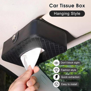 Muzamil Store Car Tissue Box Visor Type PU Leather