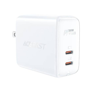 Acefast 50W 2x USB-C Fast Charger White (ACE-0002)