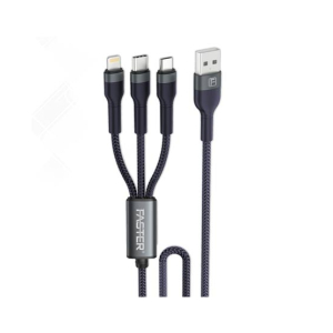 Faster 3-in-1 Denim Braided Data Cable 1.2m (D4)