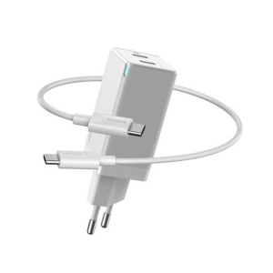 Baseus GaN2 60W Type-C To Type-C Quick Charger White (CCGAN-M02)