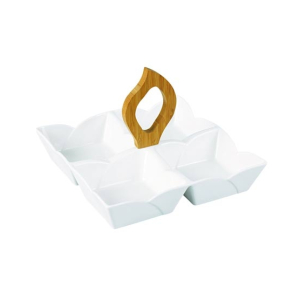 Easy Shop 4 Partition Serving Dish with Bamboo Handle (1187)