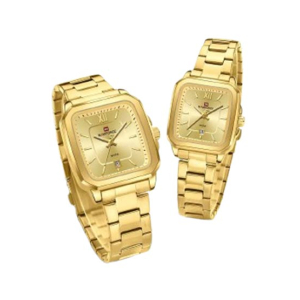 Naviforce Square Soulmates Watch For Couple Golden (NF-9239C-1)