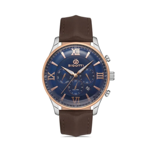 Bigotti Leather Men's Watch Brown (BG.1.10298-2)