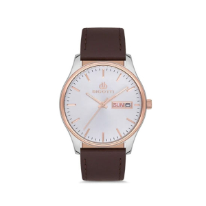 Bigotti Leather Men's Watch Dark Brown (BG.1.10168-4)