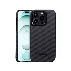 Pitaka Aramid Fiber Fusion MagEZ Case For iPhone 15 Pro Max - Black/Grey Twill