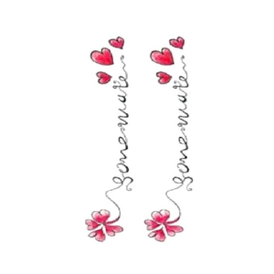 Ferozi Traders Red Heart Blossom Flower Temporary Tattoo Sticker