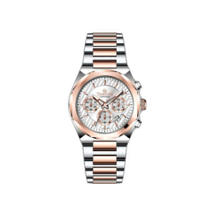 Timezone Chronograph Forge Watch For Men Two Tone Rose Gold (TZ-1324)-White