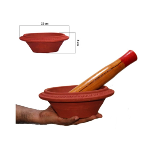 Clay Potter Clay Mortar & Wooden Pestle (0013)