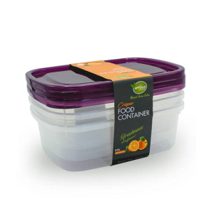 Appollo Crisper Food Container Extra Large (Pack Of 3)-Purple