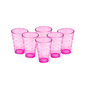 Appollo Party Acrylic Glass M-3 (Pack Of 6)-Pink
