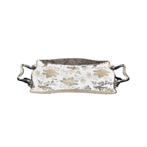 Easy Shop 16” Fancy Flower Serving Tray With Steel Handle