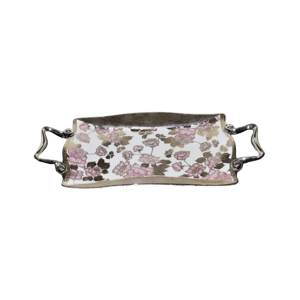 Easy Shop 16” Printed Serving Tray With Steel Handle Silver
