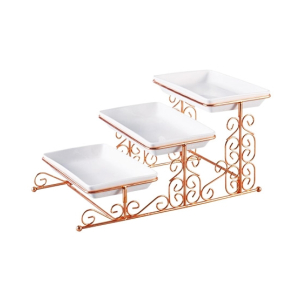 Easy Shop 3 Floor Fancy Tray Set With Stand Golden