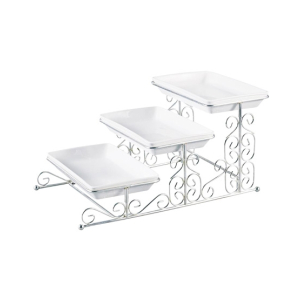 Easy Shop 3 Floor Fancy Tray Set With Stand Silver