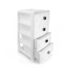 Easy Shop 4 Layer Plastic Storage Drawer White