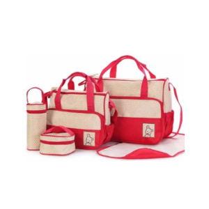 Easy Shop Baby Stroller & Nappy Bag - Set of 5 Pcs-Red