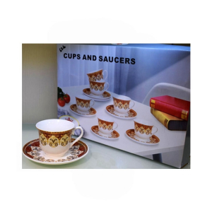 Easy Shop Bone China Cups And Saucers Set - 12Pcs