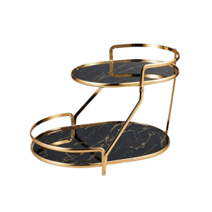 Easy Shop Golden Frame Two Step Story Server Stand-Black