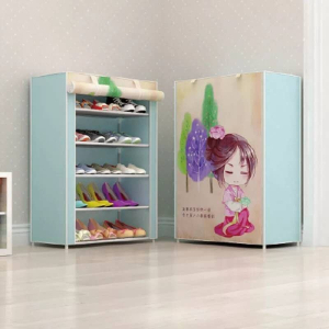 Easy Shop 5 Layer Rexzin Shoe Rack Blue