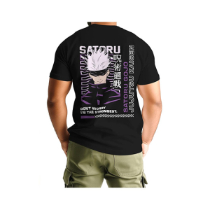 Genteez Gojo Satoru Digital Printed T Shirt For Men-Black-Medium