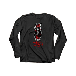 Genteez Itachi Digital Printed Full Sleeves T Shirt For Men-Black-Medium