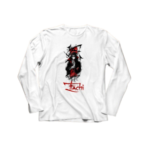 Genteez Itachi Digital Printed Full Sleeves T Shirt For Men-White-Small