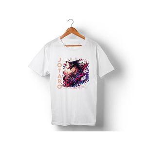 Genteez Jotaro Digital Printed T Shirt For Men-White-Extra Large