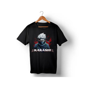 Genteez Kakashi Digital Printed T Shirt For Men-Black-Small