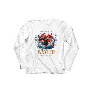 Genteez Luffy Digital Printed Full Sleeves T Shirt For Men-White-Small