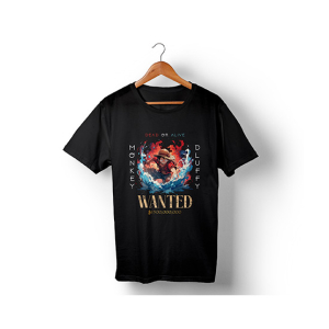 Genteez Monkey D Luffy Digital Printed T Shirt For Men-Black-Small