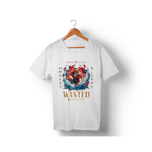 Genteez Monkey D Luffy Digital Printed T Shirt For Men-White-Medium