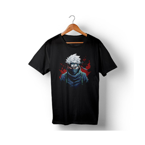 Genteez New Kakashi Digital Printed T Shirt For Men-Black-Small
