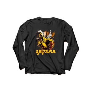 Genteez Saitama Digital Printed Full Sleeves T Shirt For Men-Black-Medium