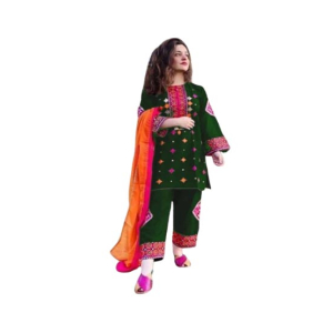 RG Shop 2 PC Embroidery Shirt &amp;amp; Trouser for Women.-Green