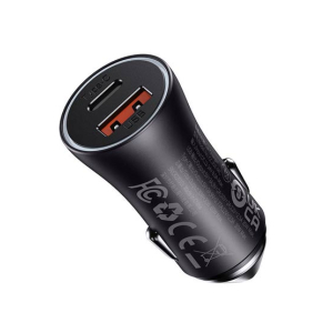 Baseus Golden 60W Contactor Max Dual Fast Car Changer USB + Type-C Dark Gray