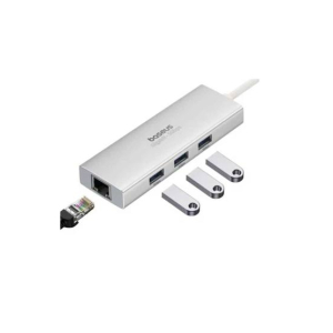 Baseus PortalJoy 4-Port Type-C To USB 3.0 3+RJ45 1 HUB Adapter Frost Silver