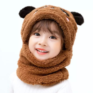 SS Mart Winter Children Hat Plus Fleece Kids Wool Caps - Brown
