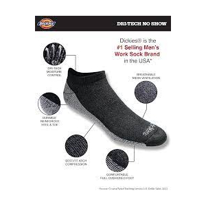 SS Mart Dickies Men's Dri-tech Moisture Control Socks - Black
