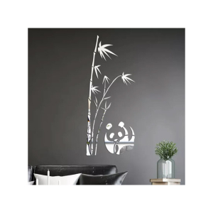 LookNBuy 3D Mirror Panda Bamboo Acrylic Wall Stickers Art (0091)