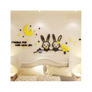 LookNBuy Kitties With Flowers And Moon Hut Wall Art (0036)