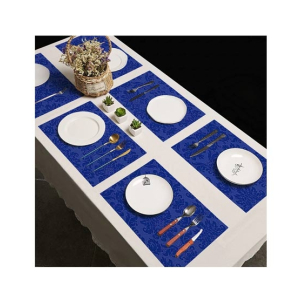 Maguari Luxurious Jacquard 6 Person Dining Table Mats Blue