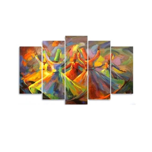 Maguari Sufism Multi Colors Canvas Small Wall Frame 5 Pcs (0682)