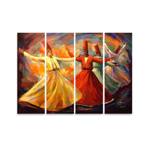 Maguari Sufism Oil Painting Medium Wall Frame 4 Pcs (0661)