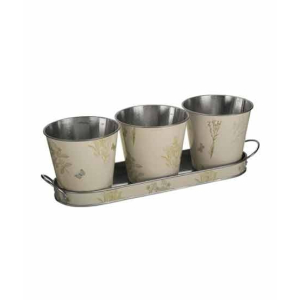 Premier Home Jardin Pots On Oblong Tray Set Of 3 (2450019)