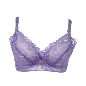Purple Bag Fancy Lace Double Padded Wireless Bra Purple (0024)