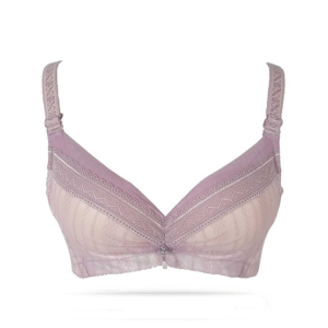 Purple Bag Fancy Lace Light Padded Wireless Full Supported Bra Purple (0058)
