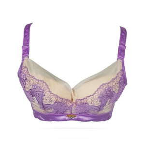 Purple Bag Fancy Net Lace Soft Padded Wireless Full Support Coverage Bra (0029)