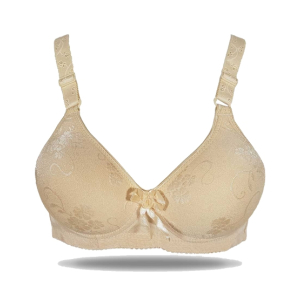 Purple Bag Lace Net Double Padded Wired Less Bra Skin (OFW0045)