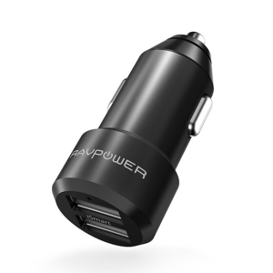 RAVPower 24W Aluminum Alloy Dual USB Car Charger Black (RP-VC006)